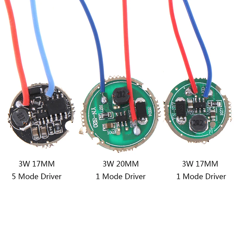 1Pc 3W LED Driver 17mm/20mm 1.2-3.6V DC(1Mode) 12V DC(5 Mode) LED Flashlight Driver
1Pc 3W LED Driver 17mm/20mm 1.2-3.6V DC(1Mode) 12V DC(5 Mode) LED Flashlight Driver