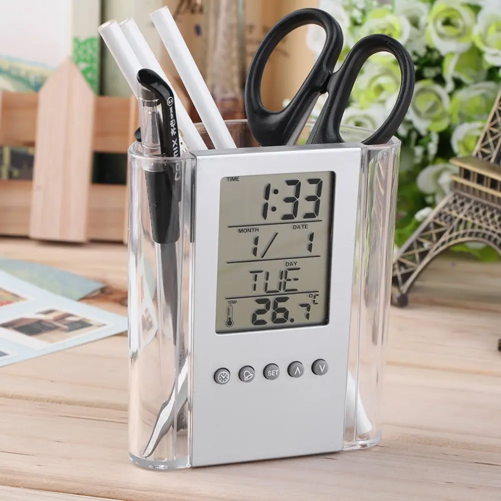 Цифровой держатель для телефона ЖК-будильник термометр и календарь домашний