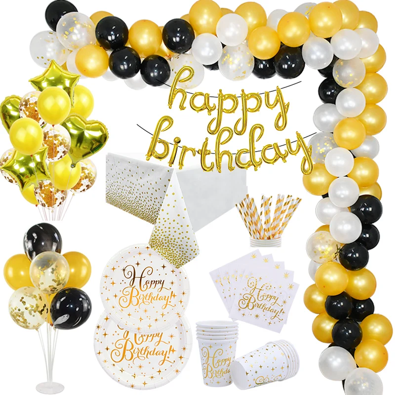 Gold Party Disposable Tableware Set Party Paper Cups Plates Straws Banner Latex Balloons Birthday Party Decoration Kids Supplies
Gold Party Disposable Tableware Set Party Paper Cups Plates Straws Banner Latex Balloons Birthday Party Decoration Kids Supplies