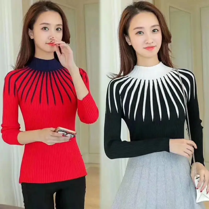 2023 Autumn Winter Women Long Sleeve Round Neck Tight Stretch Pull Sweaters Pullover Korean Clothes Pure Color Stitching Y50
2023 Autumn Winter Women Long Sleeve Round Neck Tight Stretch Pull Sweaters Pullover Korean Clothes Pure Color Stitching Y50