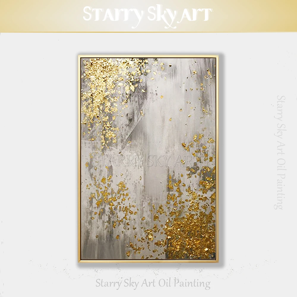 Excellent Artwork Hand-painted Abstract Gold Foil Acrylic Painting on Canvas Beautiful Gold and Grey Acrylic Painting for Wall
Excellent Artwork Hand-painted Abstract Gold Foil Acrylic Painting on Canvas Beautiful Gold and Grey Acrylic Painting for Wall