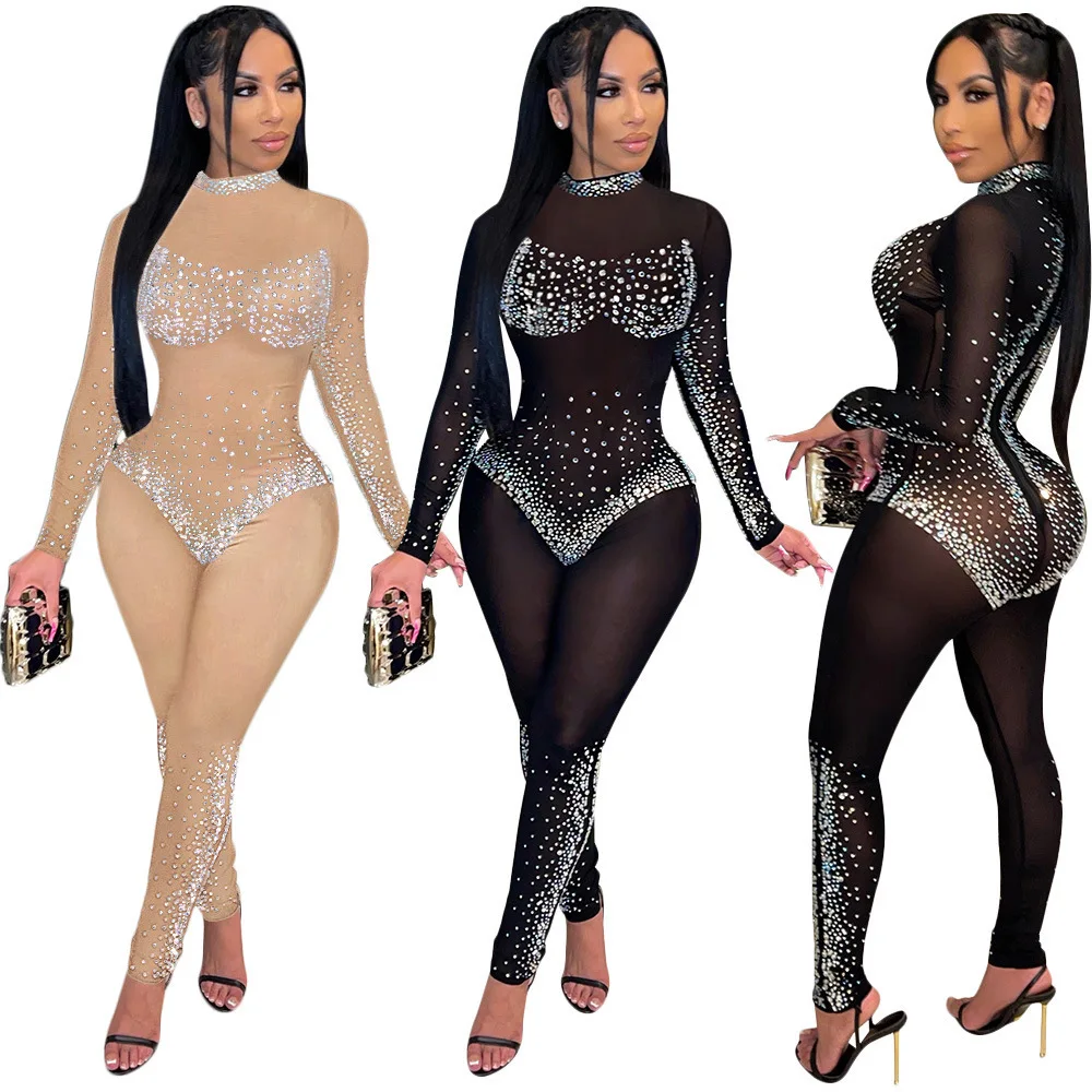 Zoctuo Girls Jumpsuit Women Sheer Mesh Diamonds Long Sleeve Skinny Sexy Jumpsuits Rompers Streetwear Club Party Romper Overalls
Zoctuo Girls Jumpsuit Women Sheer Mesh Diamonds Long Sleeve Skinny Sexy Jumpsuits Rompers Streetwear Club Party Romper Overalls