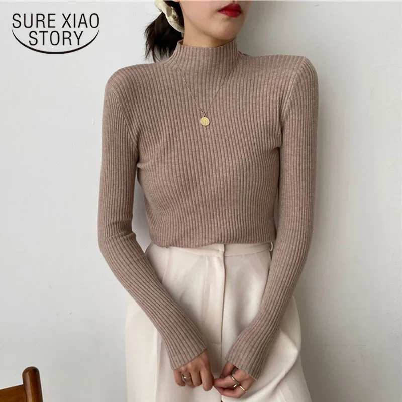 Autumn Winter Turtleneck Women Sweater Solid Knitted Pullovers Casual Slim Long Sleeve Female Knitwear 2022 Lady 11316 | Женская одежда