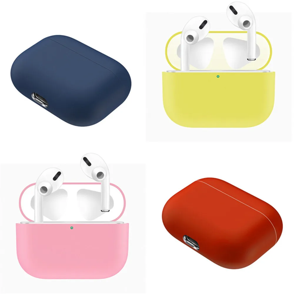 Ультра тонкий силиконовый чехол для Airpods Pro зарядный защитный с светодиодный