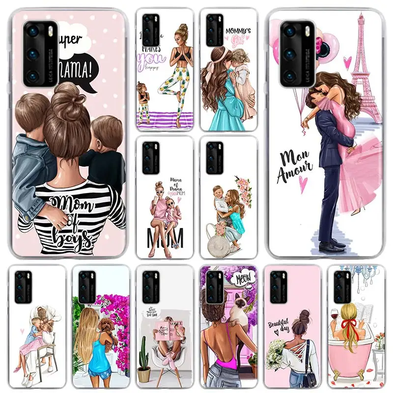 Чехол для телефона Huawei P Smart Pro P20 P30 P40 Lite + Z чехол с черными коричневыми волосами
