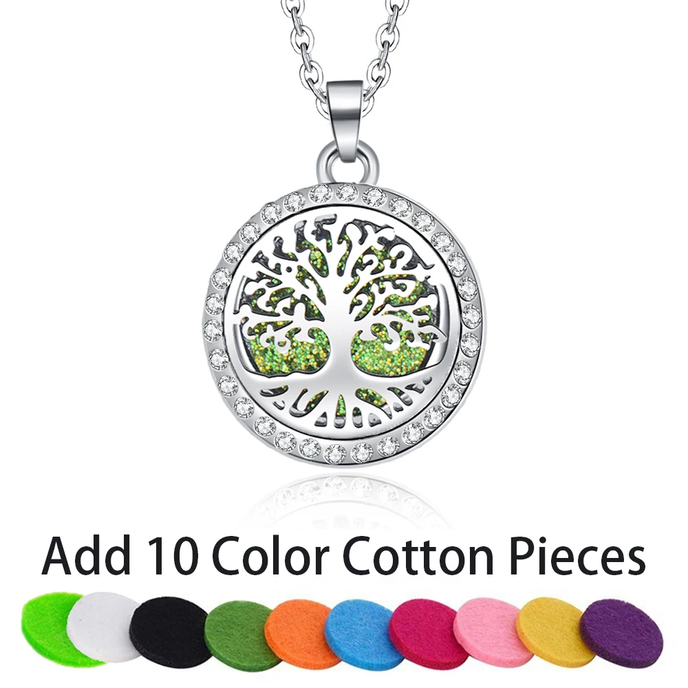 Tree of Life Aromatherapy Necklace Stainless Steel Open Perfume Locket Essential Oils Diffuser Necklace With 10 Cotton Pieces
Tree of Life Aromatherapy Necklace Stainless Steel Open Perfume Locket Essential Oils Diffuser Necklace With 10 Cotton Pieces
