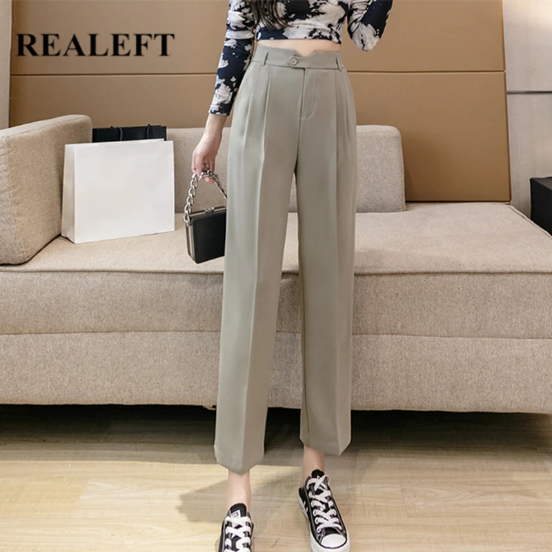 Женские однотонные шаровары до щиколотки, с высокой талией 
Женские однотонные шаровары до щиколотки, с высокой талией