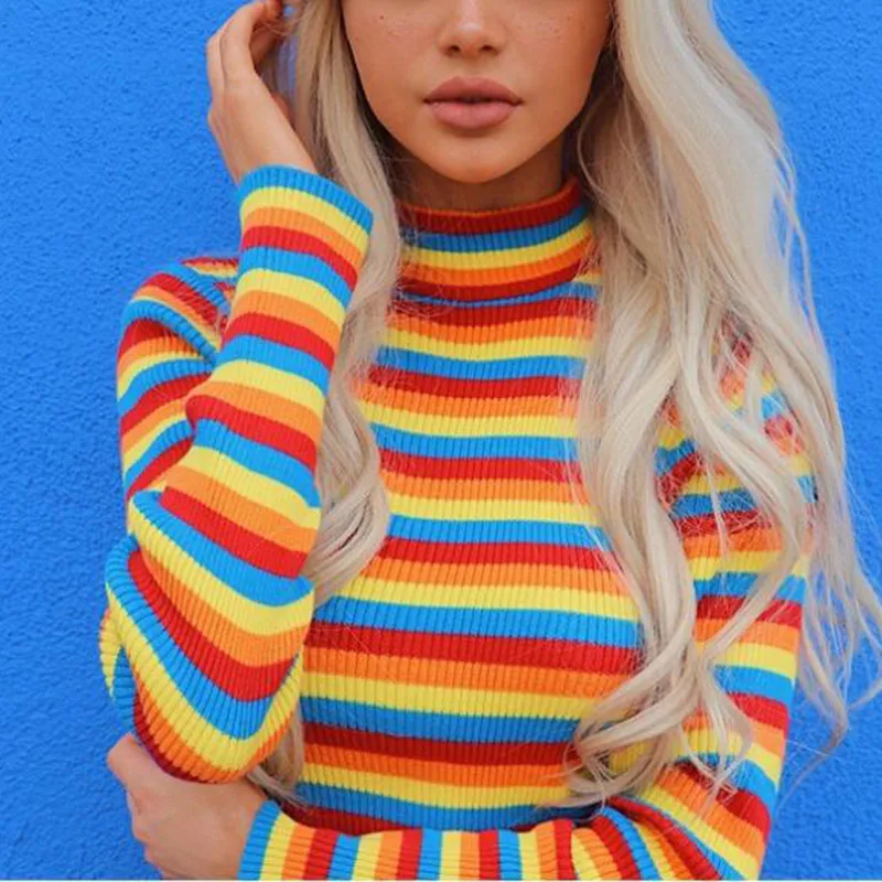 New Sweater Half High Collar Fashion Long Sleeve Streetwear All-Match Retro Stripes Pullover Slim Lady All-match Spring Autumn
New Sweater Half High Collar Fashion Long Sleeve Streetwear All-Match Retro Stripes Pullover Slim Lady All-match Spring Autumn