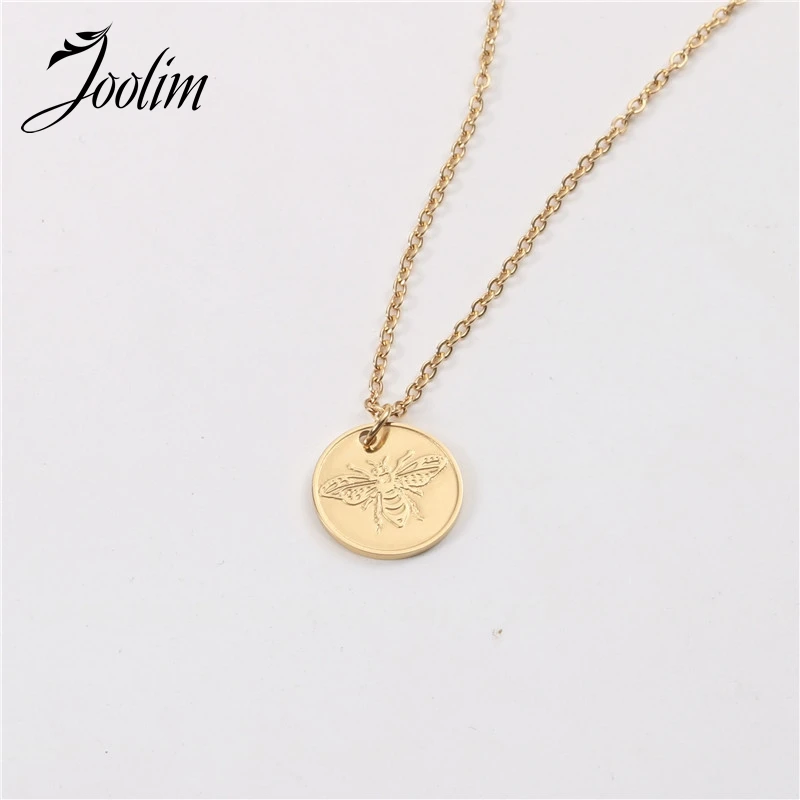 

Joolim Jewelry High End PVD Wholesale Tarnish Free New Night Honeybee Pendant Stylish Stainless Steel Necklace For Women