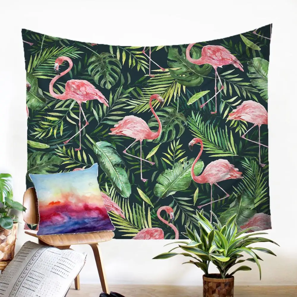 

3d Wall Hangings Fabic Home Textiles Flamingo Motif Tapestry Macrame Panel Household Decorative Background Home Decor