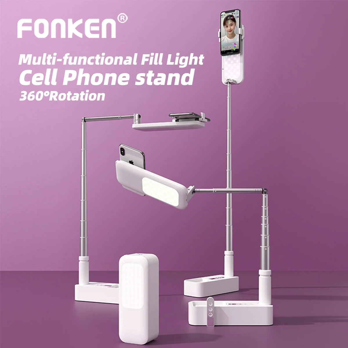 

Portable Phone Holder Retractable Rotate Wireless Live Broadcast Stand Wireless Dimmable LED Fill Light Selfie For Living Video