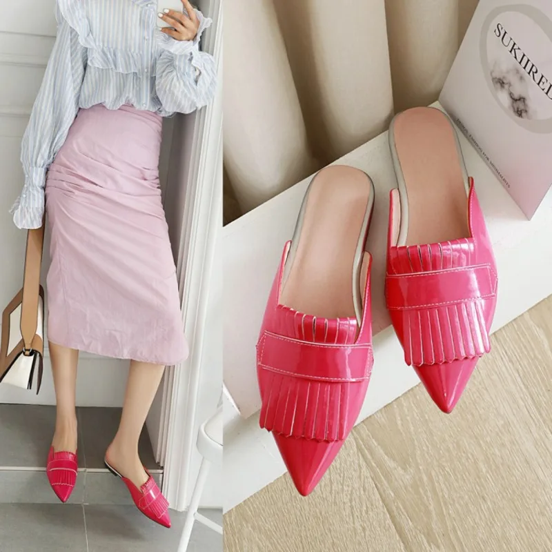 Fashion Women Slipper Summer New Simple Pointed Low Heel Sandals Large Size 40-43 Pull On Women's Slippers Faux Leather Sandals
Fashion Women Slipper Summer New Simple Pointed Low Heel Sandals Large Size 40-43 Pull On Women's Slippers Faux Leather Sandals