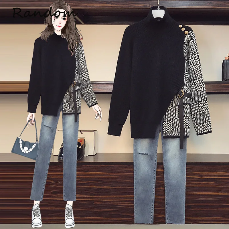 Женский костюм размера плюс 4XL, свитер с рисунком «гусиные лапки» и джинсовые брюки-карандаш, комплект из двух предметов, новинка 2021, зимняя ...
Женский костюм размера плюс 4XL, свитер с рисунком «гусиные лапки» и джинсовые брюки-карандаш, комплект из двух предметов, новинка 2021, зимняя ...