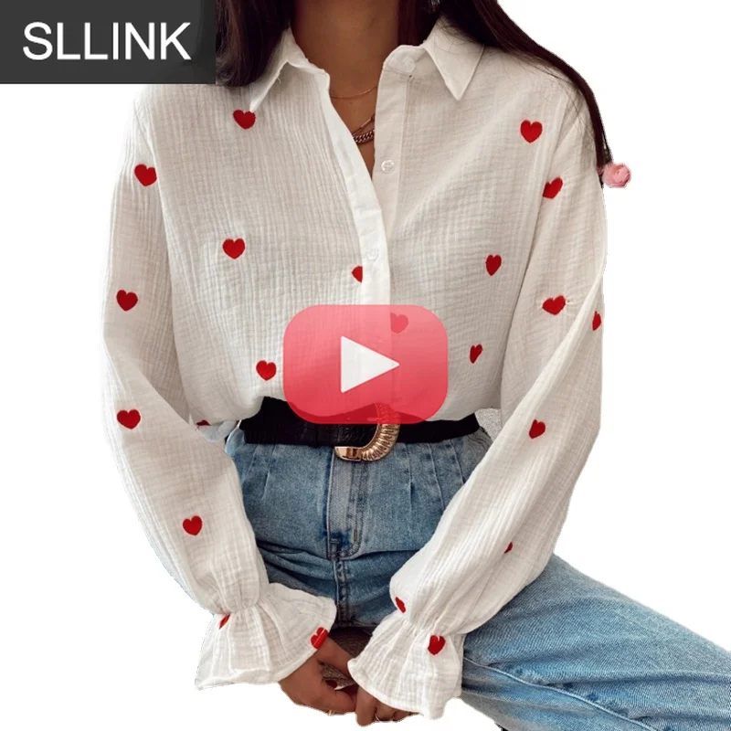 Embroidery Tops LadiesFashion New Casual Turn Down Collar Blouses Women Elegant Long Sleeve Shirts Women Red Heart
Embroidery Tops LadiesFashion New Casual Turn Down Collar Blouses Women Elegant Long Sleeve Shirts Women Red Heart