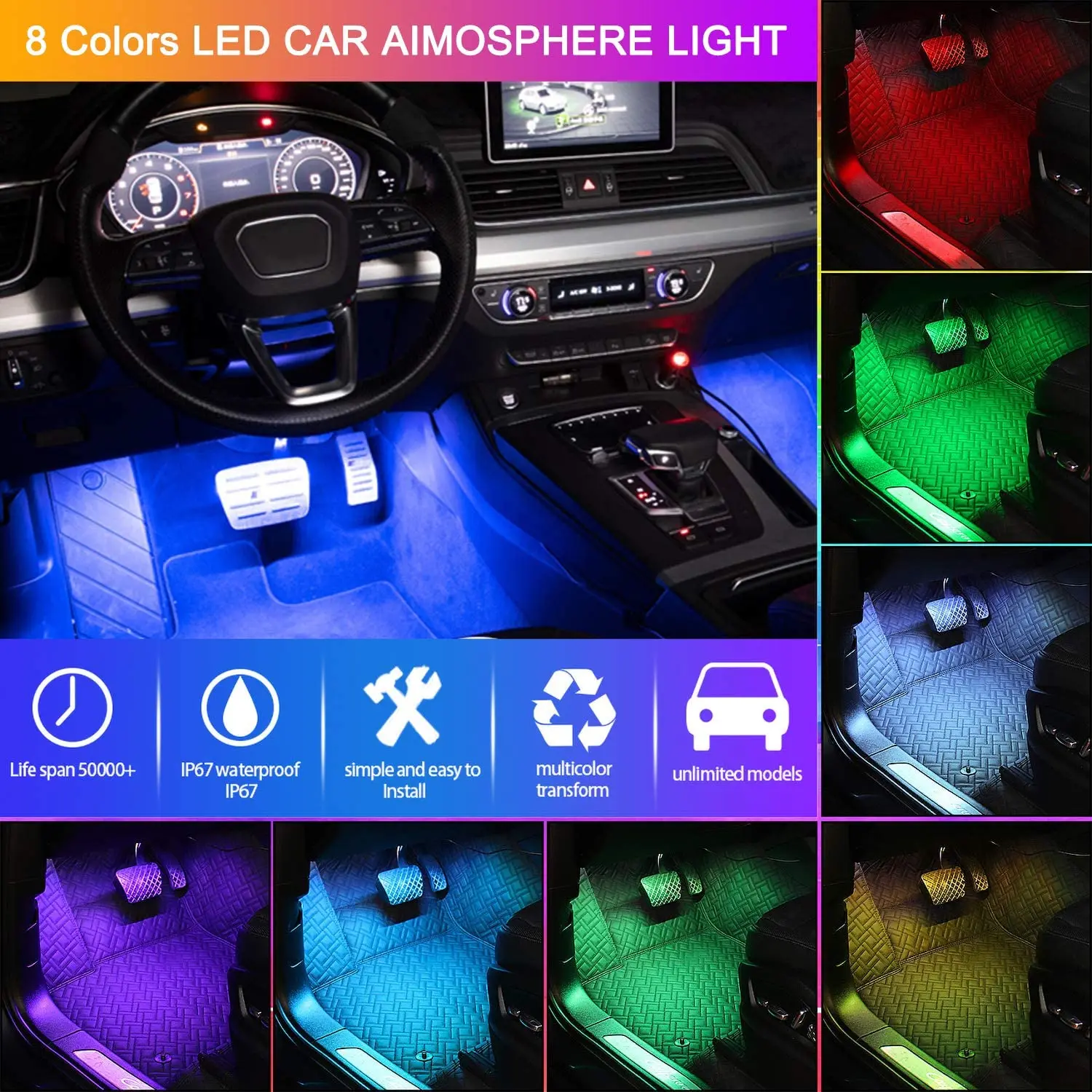 Светодиодная RGB-лента для салона автомобиля, декоративная лампа с дистанционным голосовым управлением, подсветсветильник
Светодиодная RGB-лента для салона автомобиля, декоративная лампа с дистанционным голосовым управлением, подсветсветильник