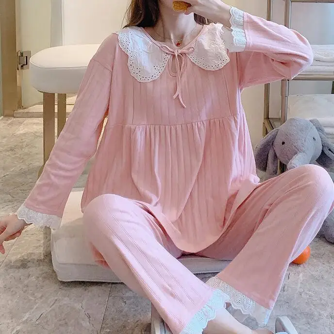 Spring Korean Fashion Sweet Maternity Nursing Sleepwear Cotton with Lace Nightwear Clothes for Pregnant Women Pregnancy Pajamas
Spring Korean Fashion Sweet Maternity Nursing Sleepwear Cotton with Lace Nightwear Clothes for Pregnant Women Pregnancy Pajamas