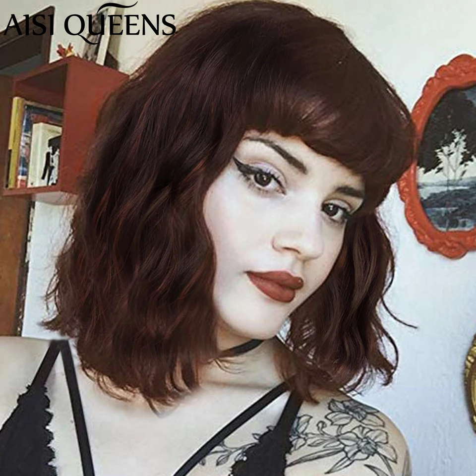 AISI QUEENS синтетические парики с челкой для женщин, темно-коричневые Волнистые Короткие натуральные короткие парики с Бобом, термостойкие иск...
AISI QUEENS синтетические парики с челкой для женщин, темно-коричневые Волнистые Короткие натуральные короткие парики с Бобом, термостойкие иск...