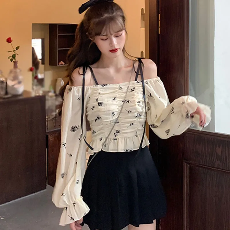 Mesh Stitching Long Sleeve Casual Tops Women Blouse Korean Floral Print Slash Neck Sweet Shirt
Mesh Stitching Long Sleeve Casual Tops Women Blouse Korean Floral Print Slash Neck Sweet Shirt