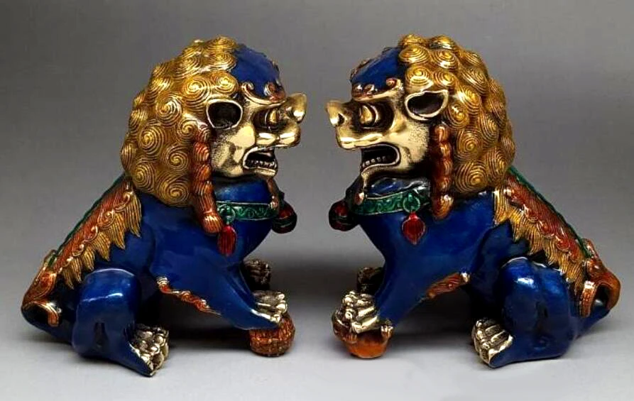 Excellent China A pair lion 4.7“ Brass Enamel Guardian Lion Foo Fu Dog Statue carving Statue
Excellent China A pair lion 4.7“ Brass Enamel Guardian Lion Foo Fu Dog Statue carving Statue