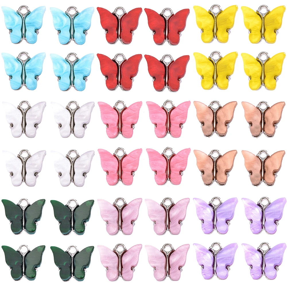 20Pcs Fashion Silver Color Butterfly Pendant Earring Accessories Wholesale Colorful Acrylic Butterfly Charm For Jewelry Making
20Pcs Fashion Silver Color Butterfly Pendant Earring Accessories Wholesale Colorful Acrylic Butterfly Charm For Jewelry Making