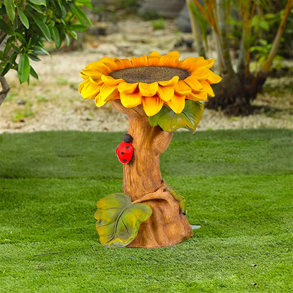 Garden Outdoor Decoration Polyresin Sunflower Bird Bath Ladybug Simulation Flower for Balcony Statue Bird Bath for Outdoors 
Garden Outdoor Decoration Polyresin Sunflower Bird Bath Ladybug Simulation Flower for Balcony Statue Bird Bath for Outdoors