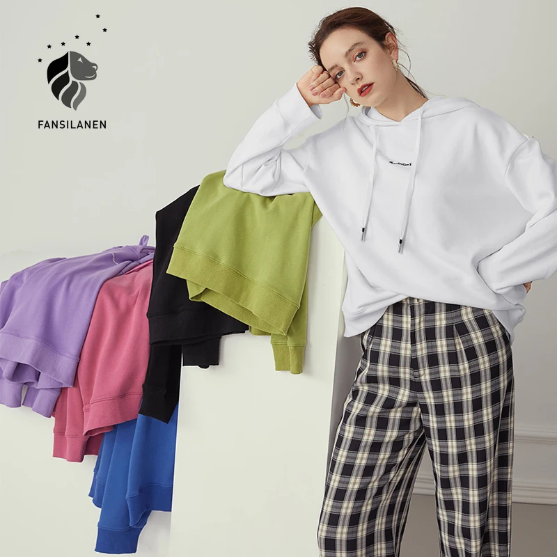 FANSILANEN Letter embroidery oversized hoodie sweatshirt Women long sleeve casual sweatshirt Autumn winter female black hoodie 
FANSILANEN Letter embroidery oversized hoodie sweatshirt Women long sleeve casual sweatshirt Autumn winter female black hoodie
