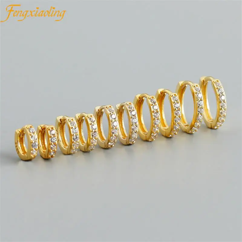 Real 100% 925 Sterling Silver Simple Multiple Mini Zircon Circle Hoop Earrings Minimalism Round Golden Earrings Fine Jewelry
Real 100% 925 Sterling Silver Simple Multiple Mini Zircon Circle Hoop Earrings Minimalism Round Golden Earrings Fine Jewelry