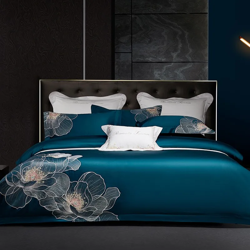 1000TC Long Staple Cotton Chic embroidery Blooming Flower Art Grey Bedding set Double Queen King 4Pcs with Bed Sheet Pillowcases
1000TC Long Staple Cotton Chic embroidery Blooming Flower Art Grey Bedding set Double Queen King 4Pcs with Bed Sheet Pillowcases