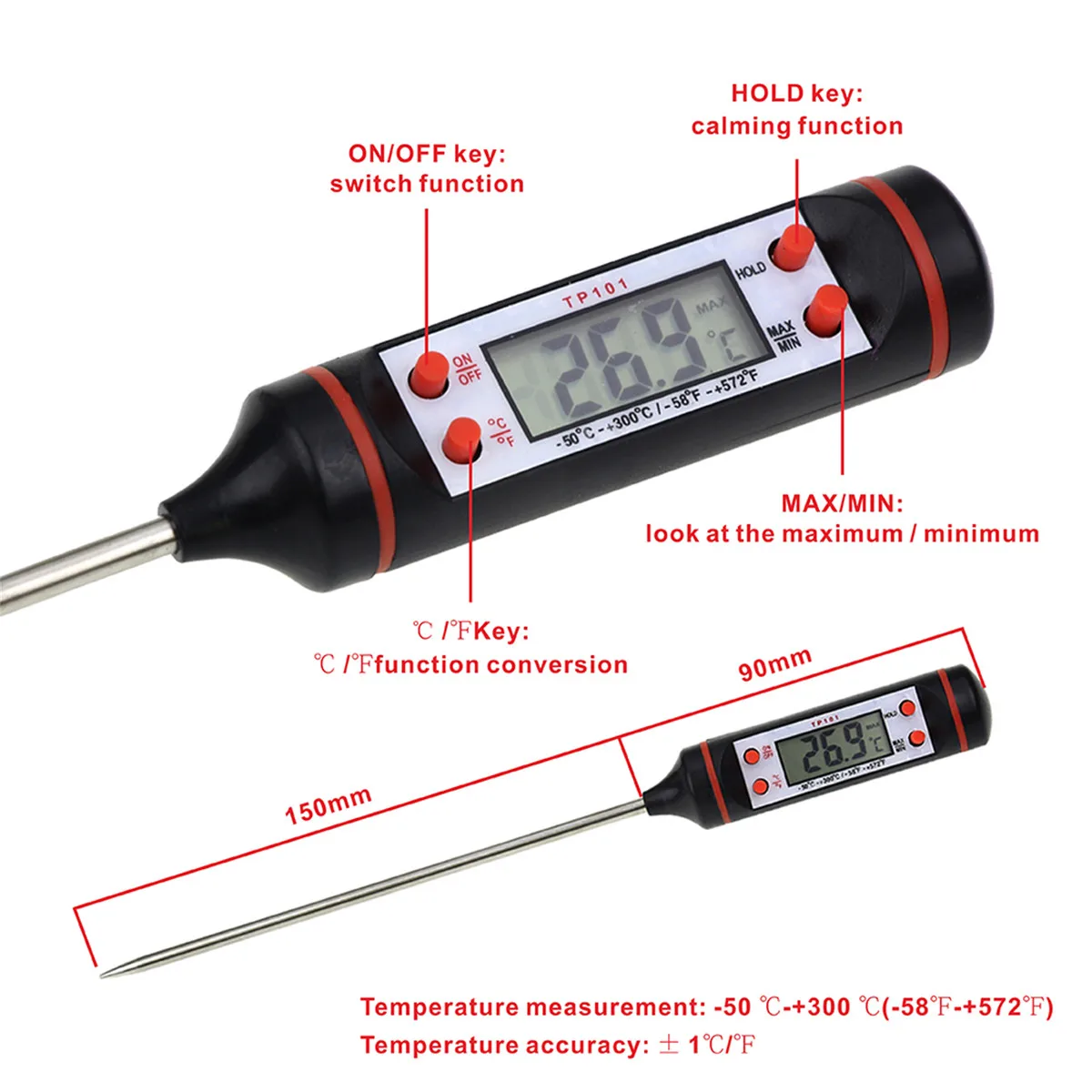 Electronic Digital Thermometer Instruments Hydrometer Meat Food Probe Cooking Thermometer Food Temperature Sensor
Electronic Digital Thermometer Instruments Hydrometer Meat Food Probe Cooking Thermometer Food Temperature Sensor