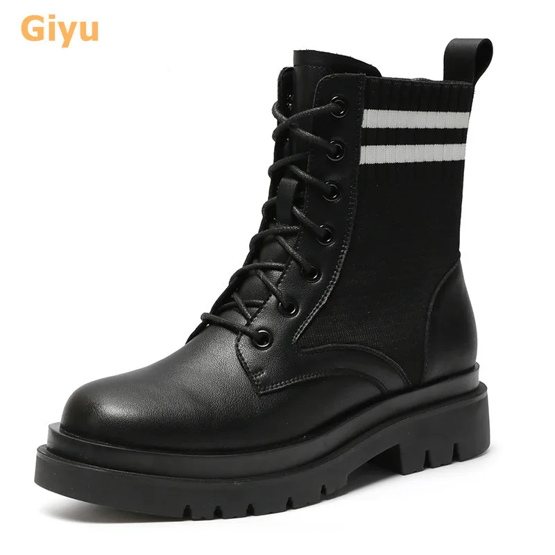 Giyu 2021 autumn new Martin boots Genuine leather flat women's shoes Black lace-up ankle boots Chunky sole girl student boots
Giyu 2021 autumn new Martin boots Genuine leather flat women's shoes Black lace-up ankle boots Chunky sole girl student boots