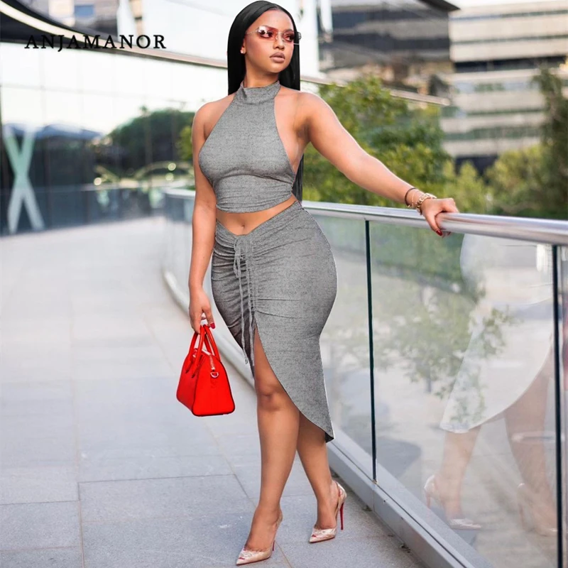 ANJAMANOR Sexy Dress Suits Womens Summer Clothing 2021 Two Piece Set Bodycon Crop Top Split Drawstring Skirt Clubwear D48-CD29
ANJAMANOR Sexy Dress Suits Womens Summer Clothing 2021 Two Piece Set Bodycon Crop Top Split Drawstring Skirt Clubwear D48-CD29