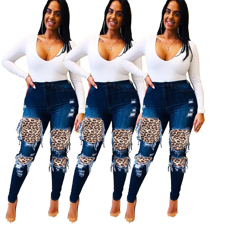 

Женские джинсы с леопардовым принтом, ажурные Брюки-карандаш с завышенной талией и пуговицами, женские джинсы в стиле High Street с высокой талие...