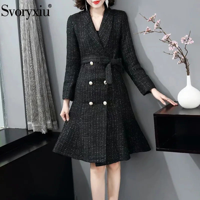 Svoryxiu Runway Autumn Winter Office Lady Long Overcoat Outwear Women's Fashion Double Breasted Black Tweed Jackets Coat
Svoryxiu Runway Autumn Winter Office Lady Long Overcoat Outwear Women's Fashion Double Breasted Black Tweed Jackets Coat