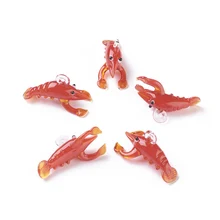 5pcs Mini Handmade Animal Lampwork Glass Pendants Lobster Octopus Flamingo Dolphin Sea Lion Charms Beads For DIY Jewelry Making