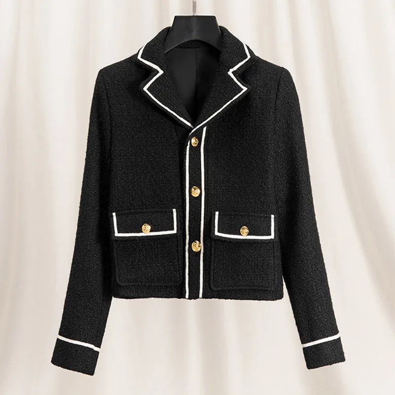 CBAFU high quality new streetwear tweed jacket coat women long sleeve vintage outwear female woolen crop tops cashmere N912
CBAFU high quality new streetwear tweed jacket coat women long sleeve vintage outwear female woolen crop tops cashmere N912