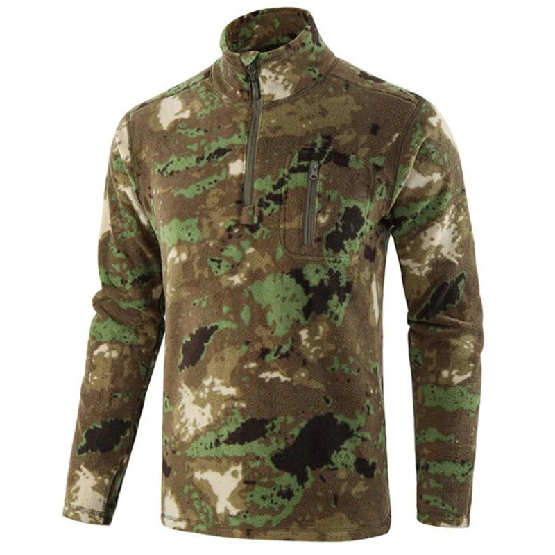 

Outdoor Fleece Warm Tshirt Men Autumn Winter Camouflage Sports Military Training Army Tactical T Shirts camisas masculinas