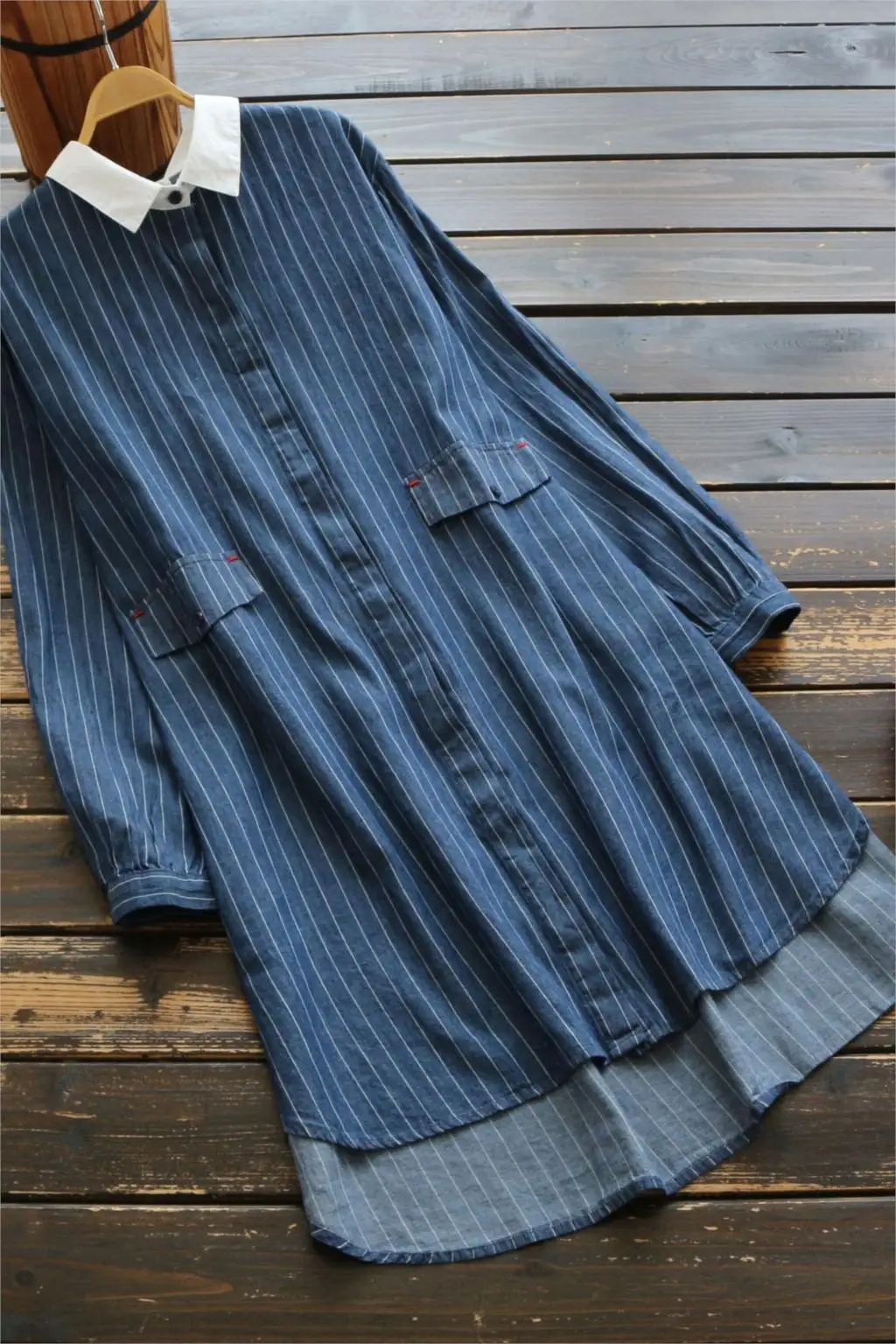 6614 Mori Girl Autumn Women Blouse Loose Stripe Denim Long Sleeve Casual Long Shirt Tops
6614 Mori Girl Autumn Women Blouse Loose Stripe Denim Long Sleeve Casual Long Shirt Tops