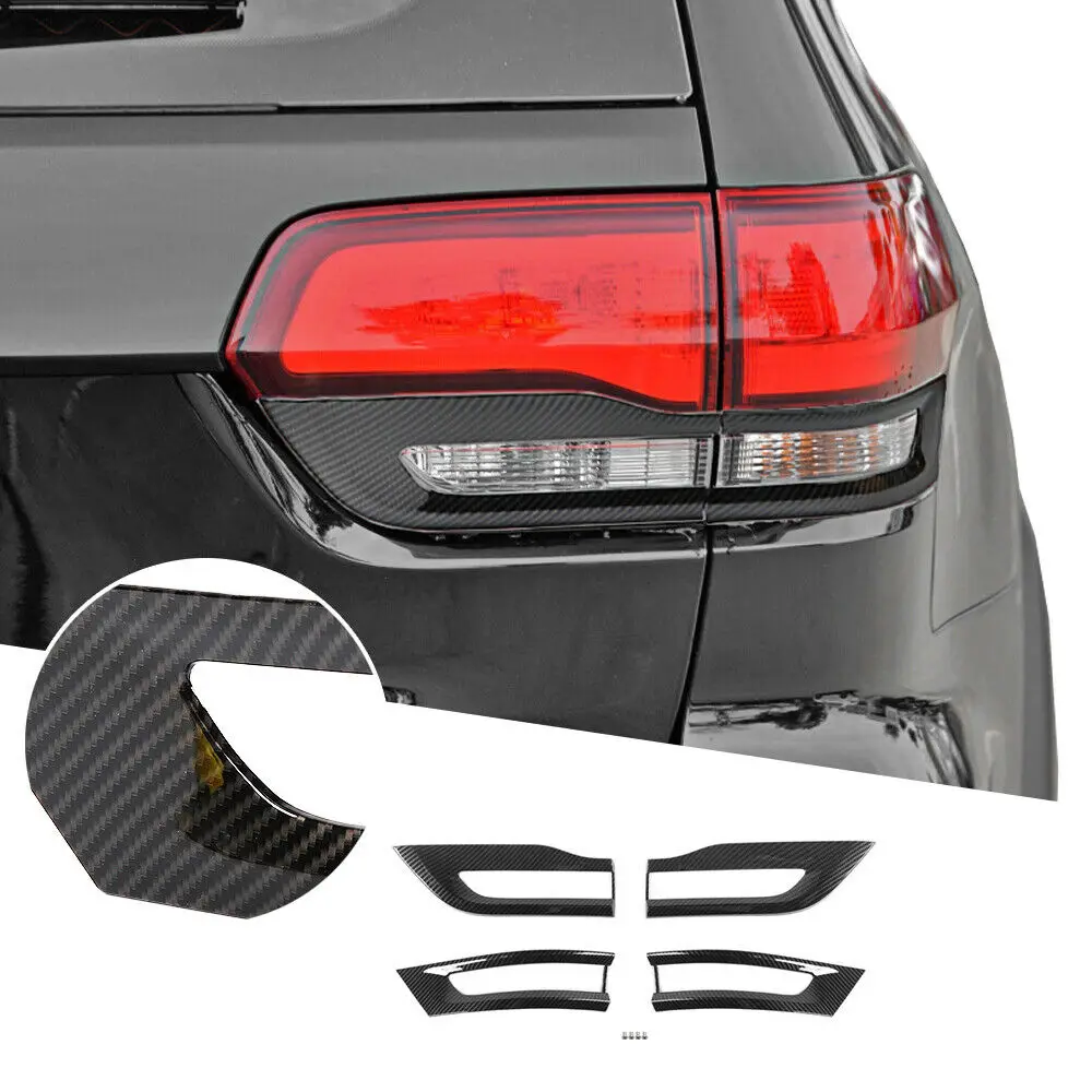 

4pcs Automobile Lamp Trim Strip Gloss Black Tail Light Cover Trim Bezel Kit For Jeep Grand Cherokee 2014-2021