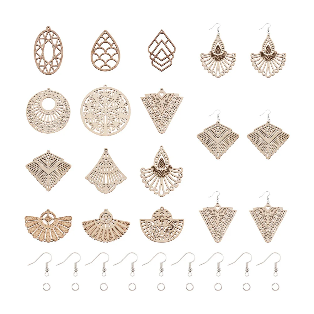 48Pcs 12 Style Undyed Natural Wooden Big Pendants Drop Earrings Kits With Jump Rings/Earring Hooks For Women DIY Jewelry Making
48Pcs 12 Style Undyed Natural Wooden Big Pendants Drop Earrings Kits With Jump Rings/Earring Hooks For Women DIY Jewelry Making