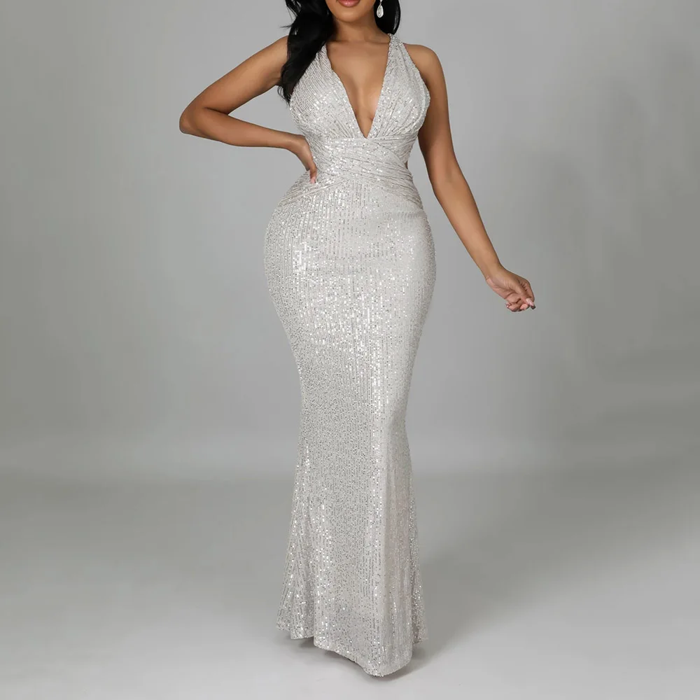 European And American New Dress Fall Winter V-neck Sleeveless Temperament High Waist Sequin Slim Elegant Sexy Evening Dress
European And American New Dress Fall Winter V-neck Sleeveless Temperament High Waist Sequin Slim Elegant Sexy Evening Dress