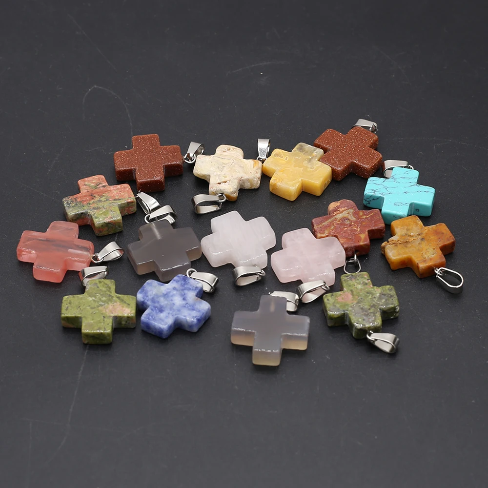 6pcs Natural Stone Agates Cross Shape Turquoises Gold Sand Stone Pendant for Jewelry Necklace Earring Women Gift 20x24mm
6pcs Natural Stone Agates Cross Shape Turquoises Gold Sand Stone Pendant for Jewelry Necklace Earring Women Gift 20x24mm