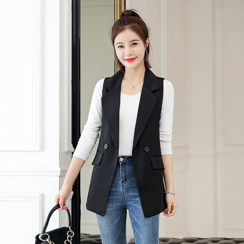 #5104 Spring Autumn Black Sleeveless Blazer Women Slim Casual Formal Vest Coat Female Korean Style Woman Suit Vest Waistcoat
#5104 Spring Autumn Black Sleeveless Blazer Women Slim Casual Formal Vest Coat Female Korean Style Woman Suit Vest Waistcoat
