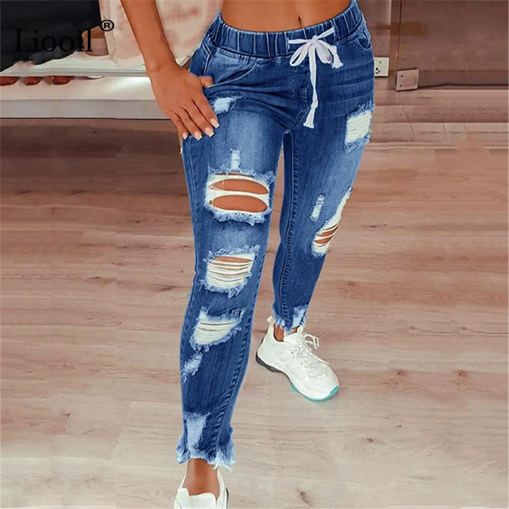 Liooil Plus Size Ripped Skinny Jeans For Women 2021 Streetwear Mid Waist Wash Distressed Trouser Sexy Hole Denim Pencil Pants
Liooil Plus Size Ripped Skinny Jeans For Women 2021 Streetwear Mid Waist Wash Distressed Trouser Sexy Hole Denim Pencil Pants