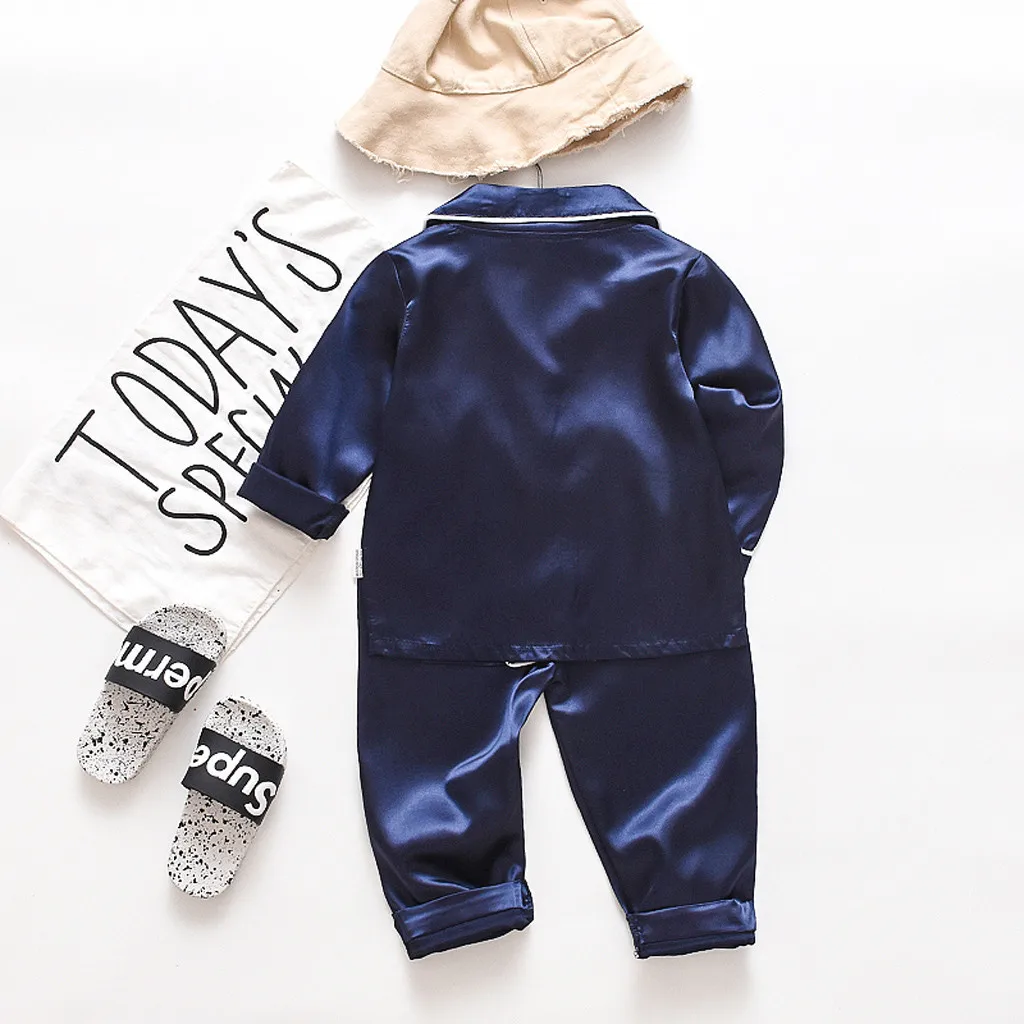 Toddler Infant Baby Boys Children's Two Pieces пижама Long Sleeve Solid Tops+Pants Pajamas Sleepwear Home Service Suit Outfits |