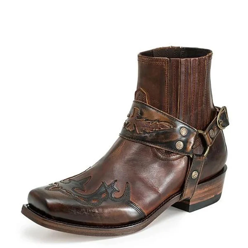 Men's Handmade PU High-Quality Embossed Belt Buckle Short Boots Trendy Fashion All-Match Casual Fashion Embroidered Low Heel
Men's Handmade PU High-Quality Embossed Belt Buckle Short Boots Trendy Fashion All-Match Casual Fashion Embroidered Low Heel