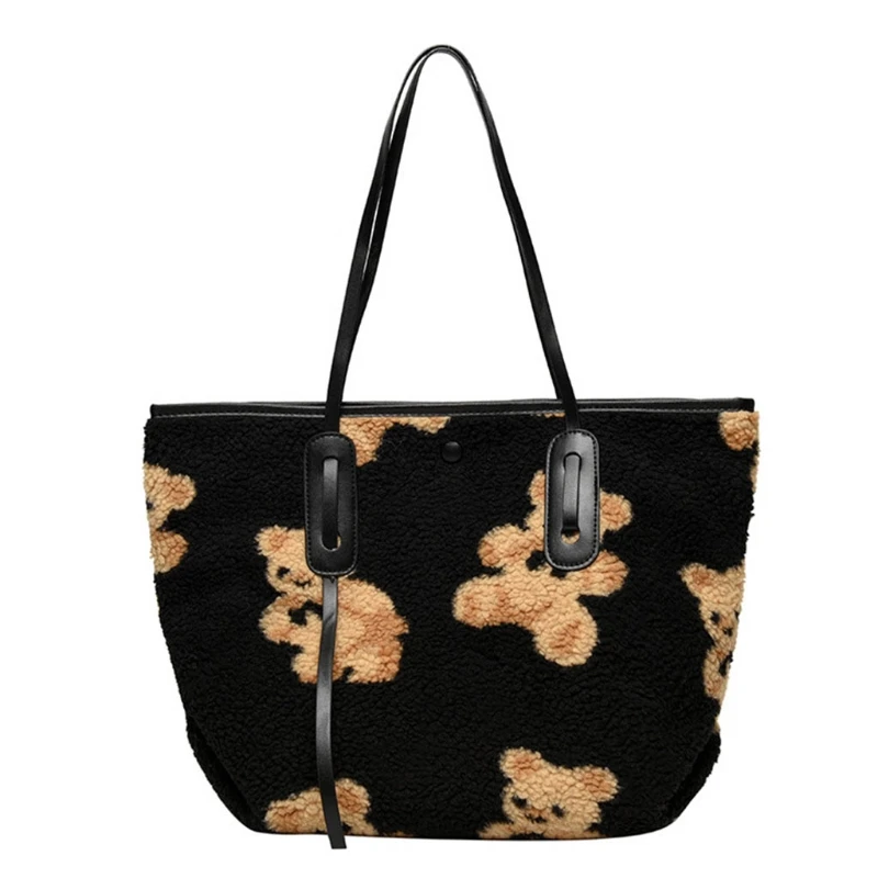 Autumn Winter Cartoon Bear Printed Shoulder Bag Casual Women Lamb Plush Tote Portable Large Capacity Shopping Handbags K5DA
Autumn Winter Cartoon Bear Printed Shoulder Bag Casual Women Lamb Plush Tote Portable Large Capacity Shopping Handbags K5DA