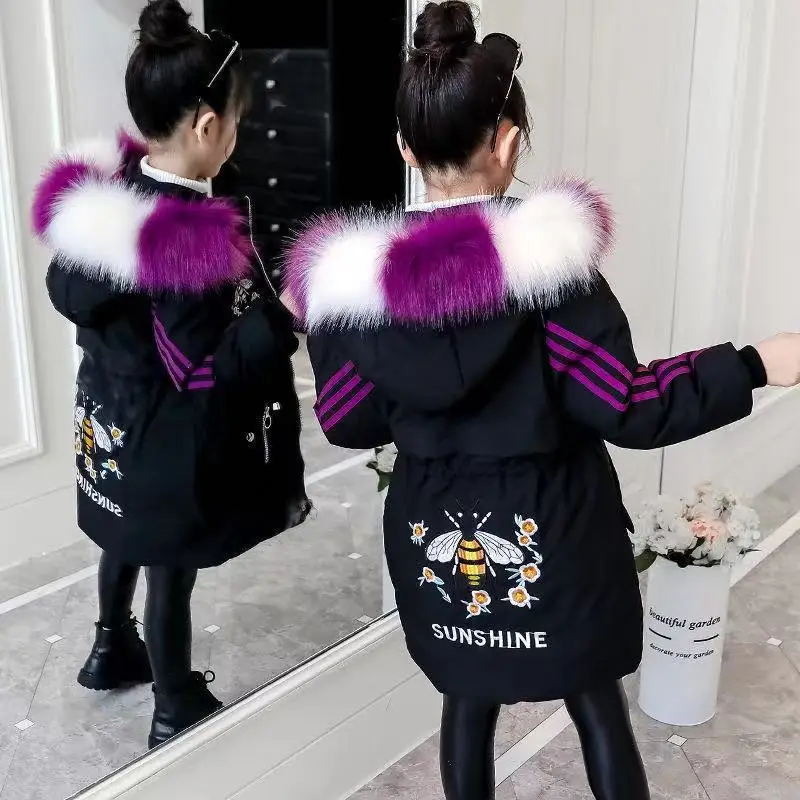 Childrens girls winter jacket long coat Overcoat Color fur collar warm down jacket cotton kids clothes girl hooded jacket
Childrens girls winter jacket long coat Overcoat Color fur collar warm down jacket cotton kids clothes girl hooded jacket