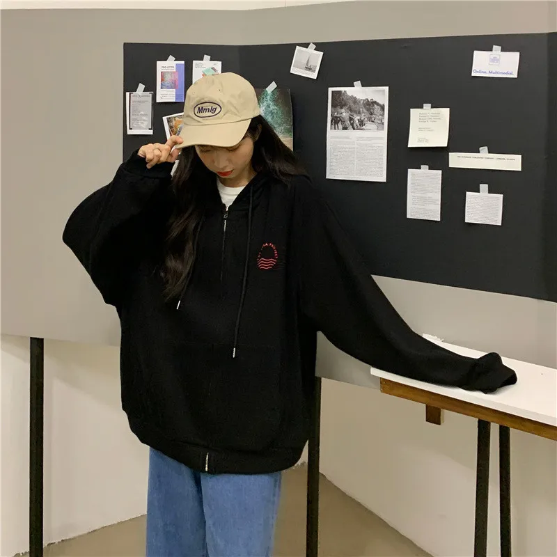 2020 Autumn And Winter New Fashion Cotton Double Layer Hood Zipper Cardigan All Match Top Korean Loose Hoodie Women Jacket C478 
2020 Autumn And Winter New Fashion Cotton Double Layer Hood Zipper Cardigan All Match Top Korean Loose Hoodie Women Jacket C478