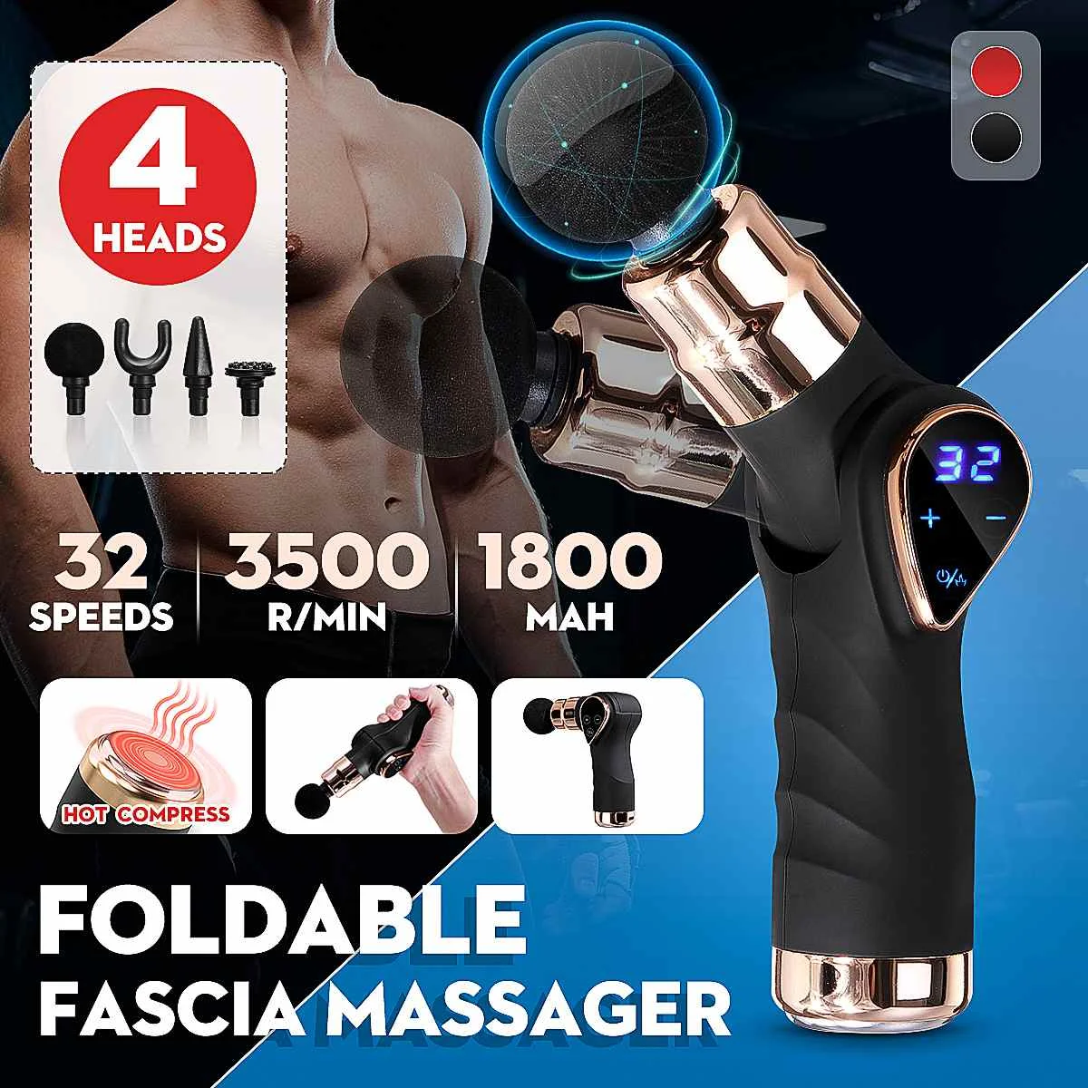 Electric Massage Gun 32 Gear Fascia Gun Deep Tissue Body Neck Back Muscle Massager Relaxation Pain Relief Exercise Hot Compress
Electric Massage Gun 32 Gear Fascia Gun Deep Tissue Body Neck Back Muscle Massager Relaxation Pain Relief Exercise Hot Compress