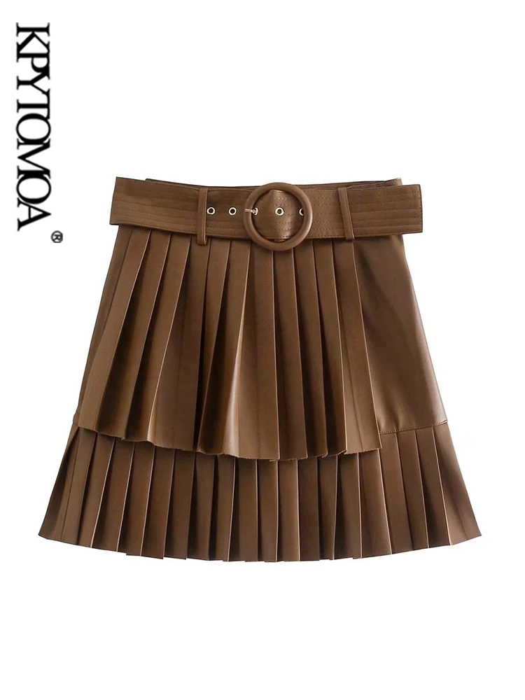 KPYTOMOA Women Fashion With Belt Faux Leather Pleated Mini Skirt VIntage High Waist Side Zipper Female Skirts Mujer
KPYTOMOA Women Fashion With Belt Faux Leather Pleated Mini Skirt VIntage High Waist Side Zipper Female Skirts Mujer